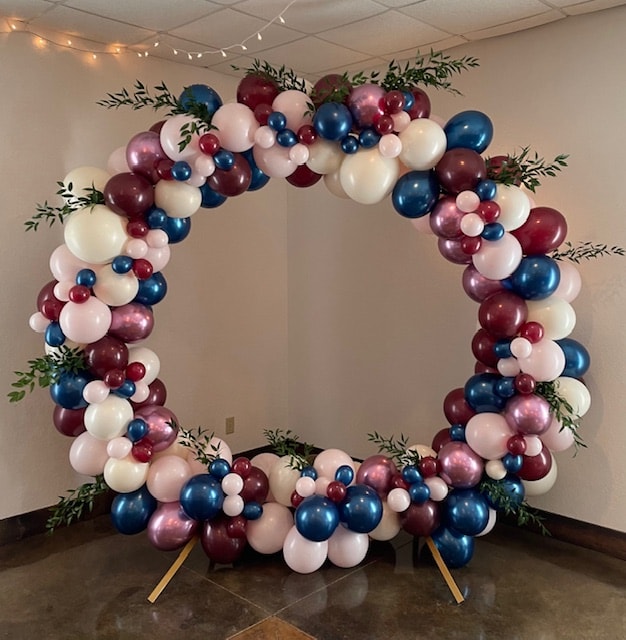 Soft pastel balloon decor for a baby shower